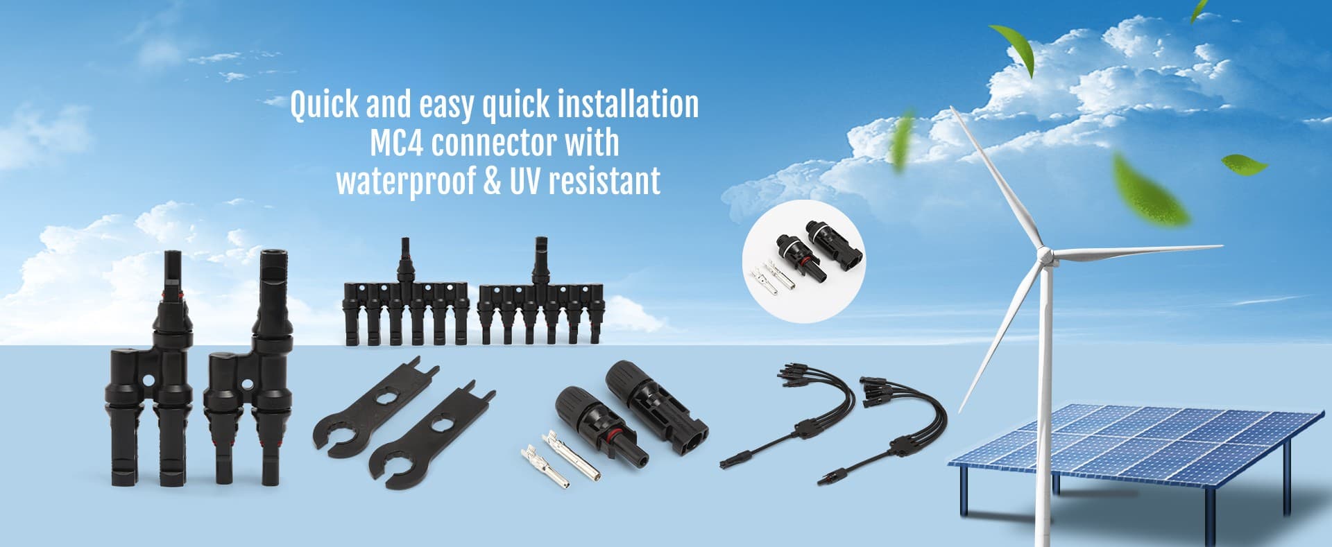 Solar connectors and renewable energy illustration